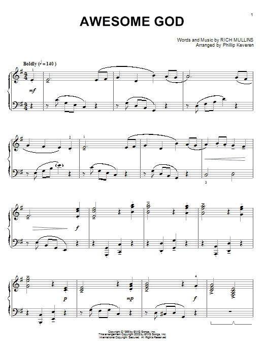 Product picture to: Awesome God (arr. Phillip Keveren)