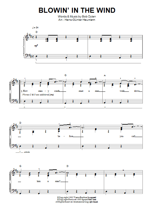 Produktgalerie: Seite 1 von 1 Blowin' In The Wind, Bob Dylan, Klavier