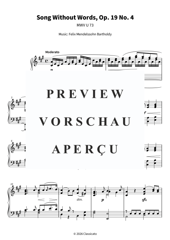 Product gallery: Page 5 of 6 Song Without Words, Op. 19 No. 4, , Solo Piano