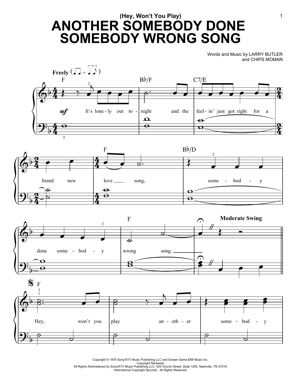 Produktgalerie: Seite 1 von 1 (Hey, Won't You Play) Another Somebody Done Somebody Wrong Song, B.J. Thomas, Klavier