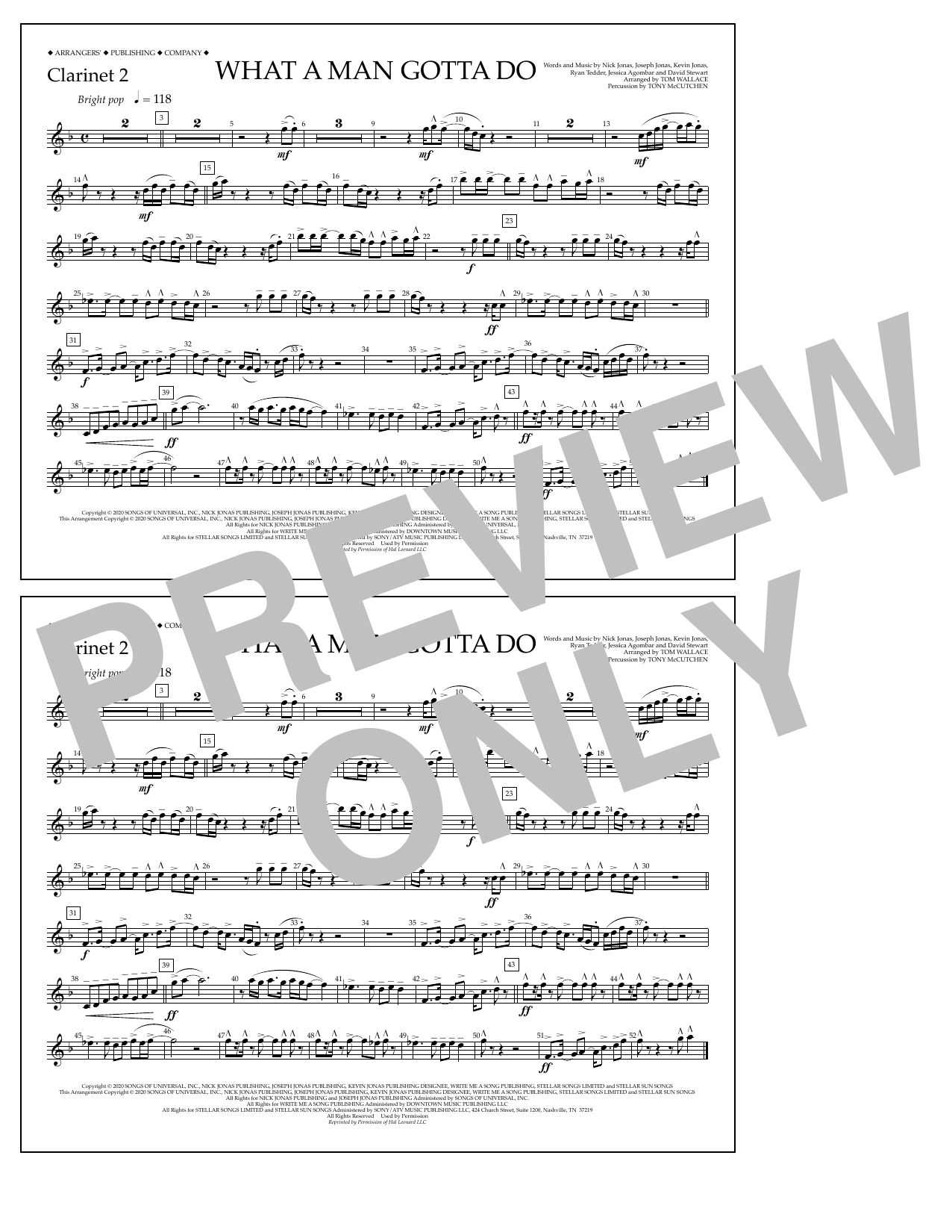 Product picture to: What a Man Gotta Do (arr. Tom Wallace) - Clarinet 2