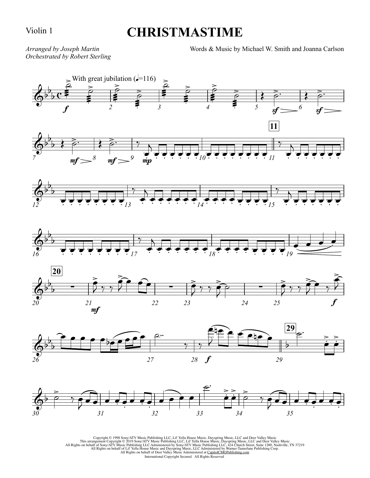 Product picture to: Christmastime (arr. Joseph M. Martin) - Violin 1