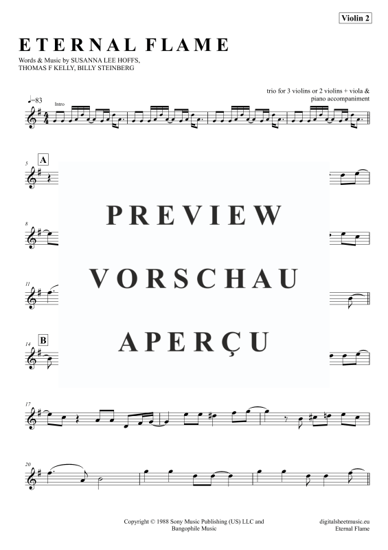 Produktgalerie: Seite 10 von 11 Eternal Flame, The Bangles, (Violinen Trio + Klavier)