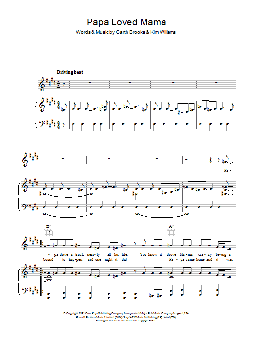 Produktgalerie: Seite 1 von 1 Papa Loved Mama, Garth Brooks, Gesang, Gitarre, Klavier