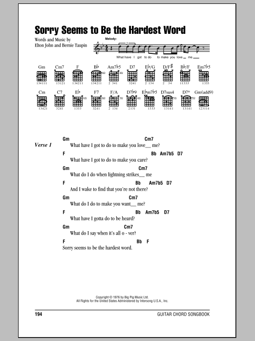 Produktbild zu: Sorry Seems To Be The Hardest Word