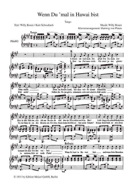 Produktbild zu: Wenn du mal in Hawai bistLied und Tango