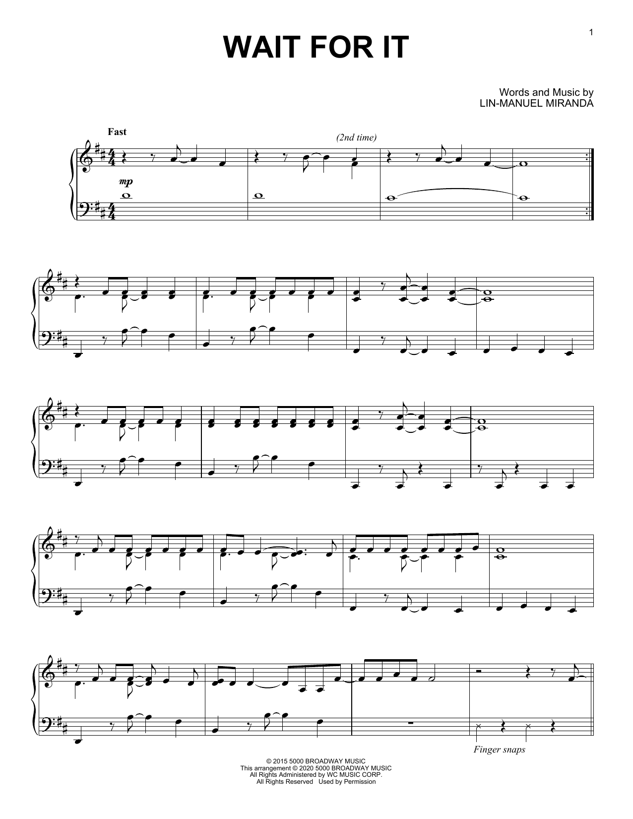 Product picture to: Wait For It (from Hamilton) (arr. David Pearl)