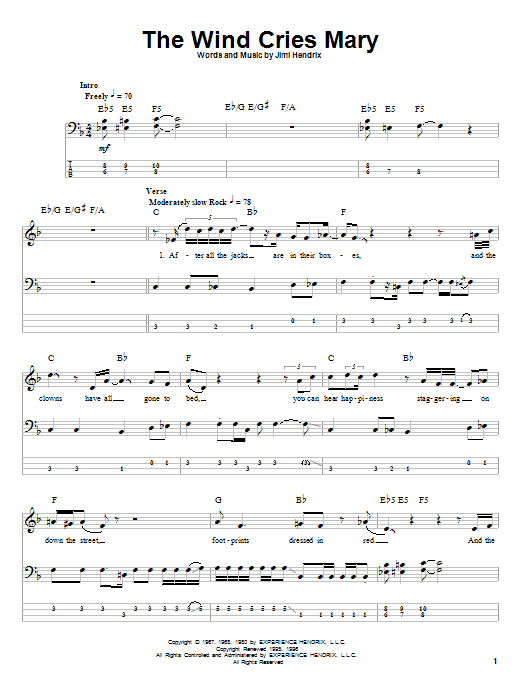 Produktgalerie: Seite 1 von 1 The Wind Cries Mary, Jimi Hendrix, E-Bass