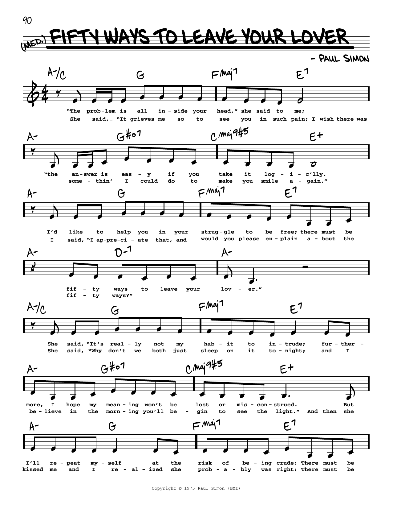 Produktbild zu: Fifty Ways To Leave Your Lover (Low Voice)