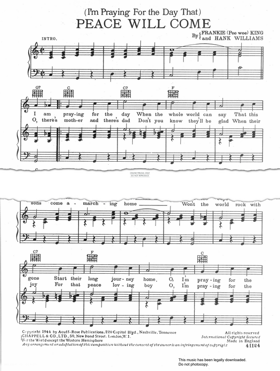 Produktgalerie: Seite 1 von 1 (I'm Praying For The Day That) Peace Will Come, Redd Stewart, Gesang, Gitarre, Klavier