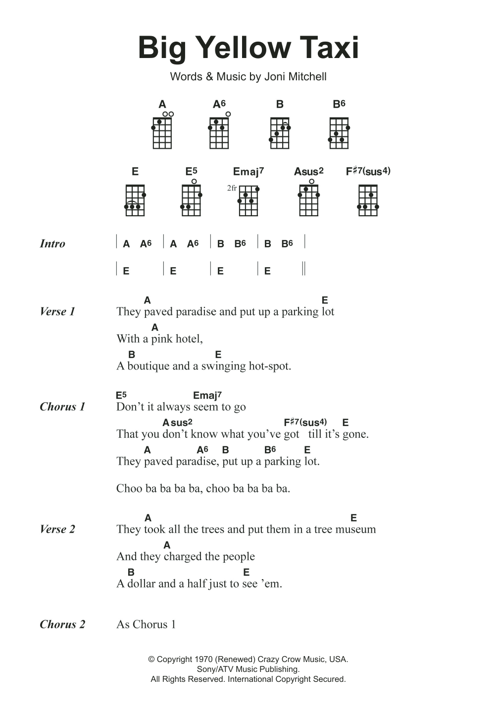 Product gallery: Page 1 of 1 Big Yellow Taxi, Joni Mitchell