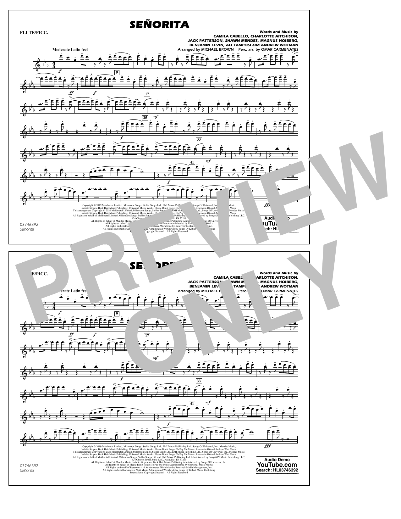 Produktbild zu: Señorita (arr. Carmenates and Brown) - Flute/Piccolo