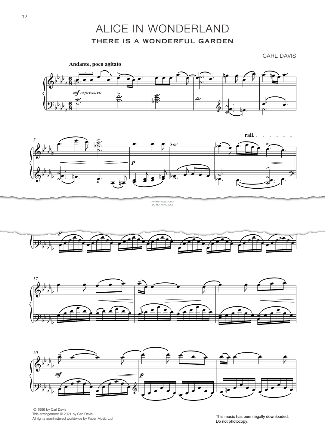 gallery: There Is A Wonderful Garden (from 'Alice In Wonderland'), Carl Davis, Klavier