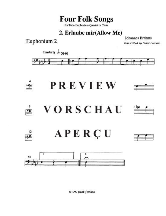 Product gallery: Page 16 of 21 Four Brahms Folk Songs , , (Tuba Quartett EETT)