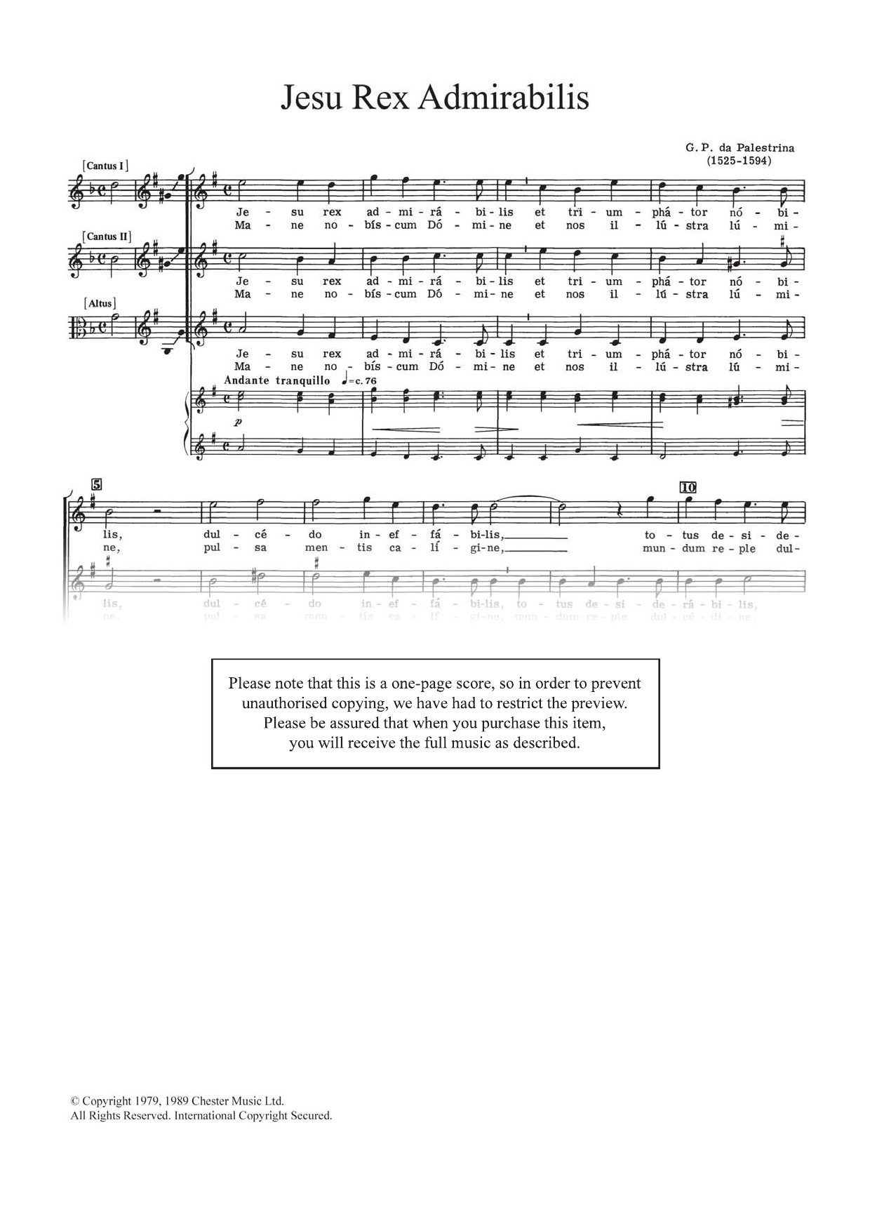 Product gallery: Page 1 of 1 Jesu Rex Admirabilis, Giovanni Palestrina