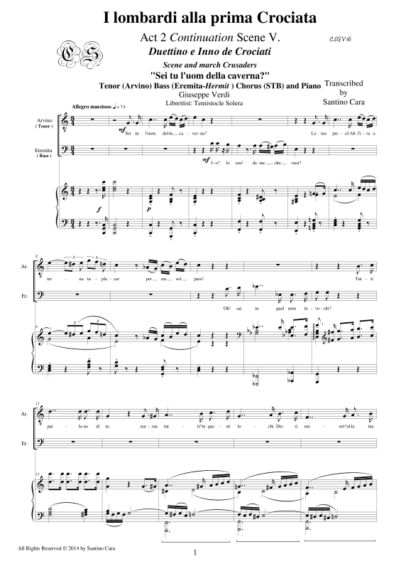 Produktbild zu: I Lombardi - (Act 2-Vb) Sei tu l'uom della cavernaGiuseppe Verdi