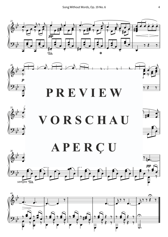 Product gallery: Page 6 of 6 Song Without Words, Op. 19 No. 6, , Solo Piano