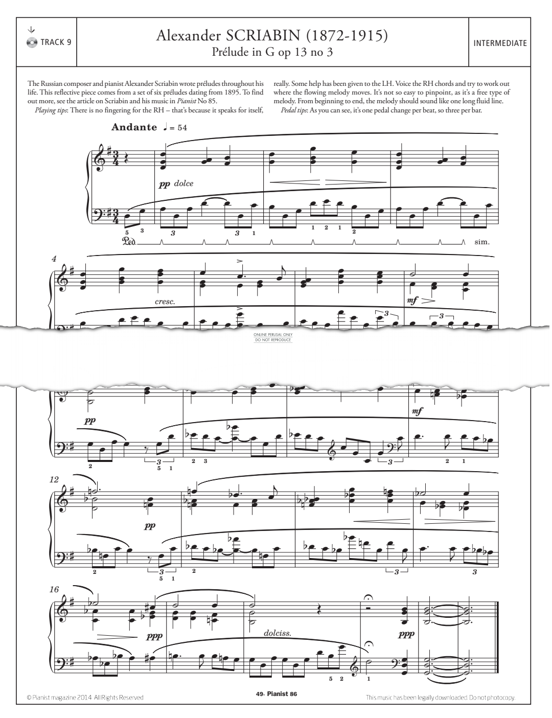 gallery: Prélude in G Op.13, No.3, Alexander Scriabin, Klavier
