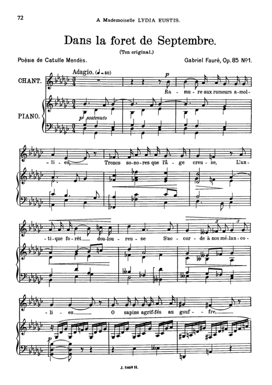 Product picture to: Dans la forêt de septembre Op.85 No.1Gabriel Fauré