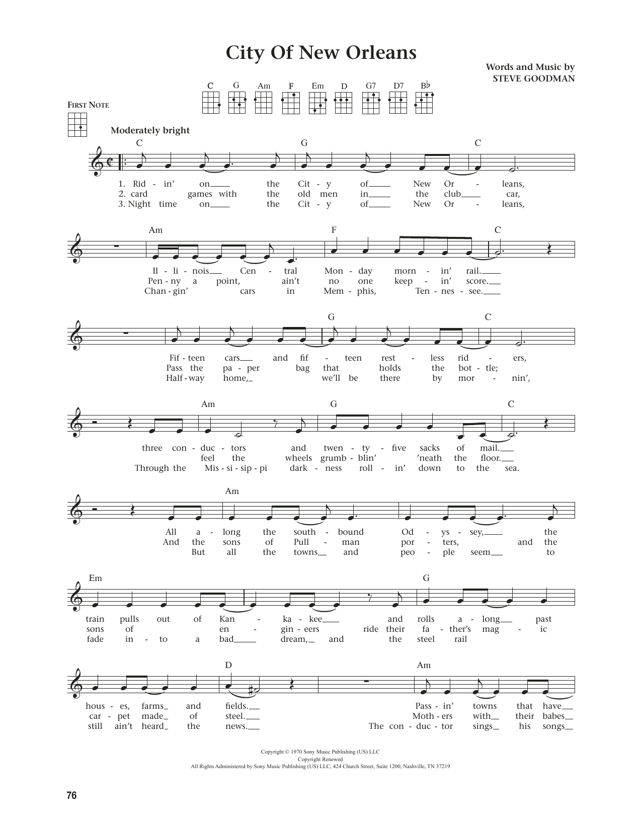 Product gallery: Page 1 of 1 City Of New Orleans (from The Daily Ukulele) (arr. Jim Beloff), Willie Nelson