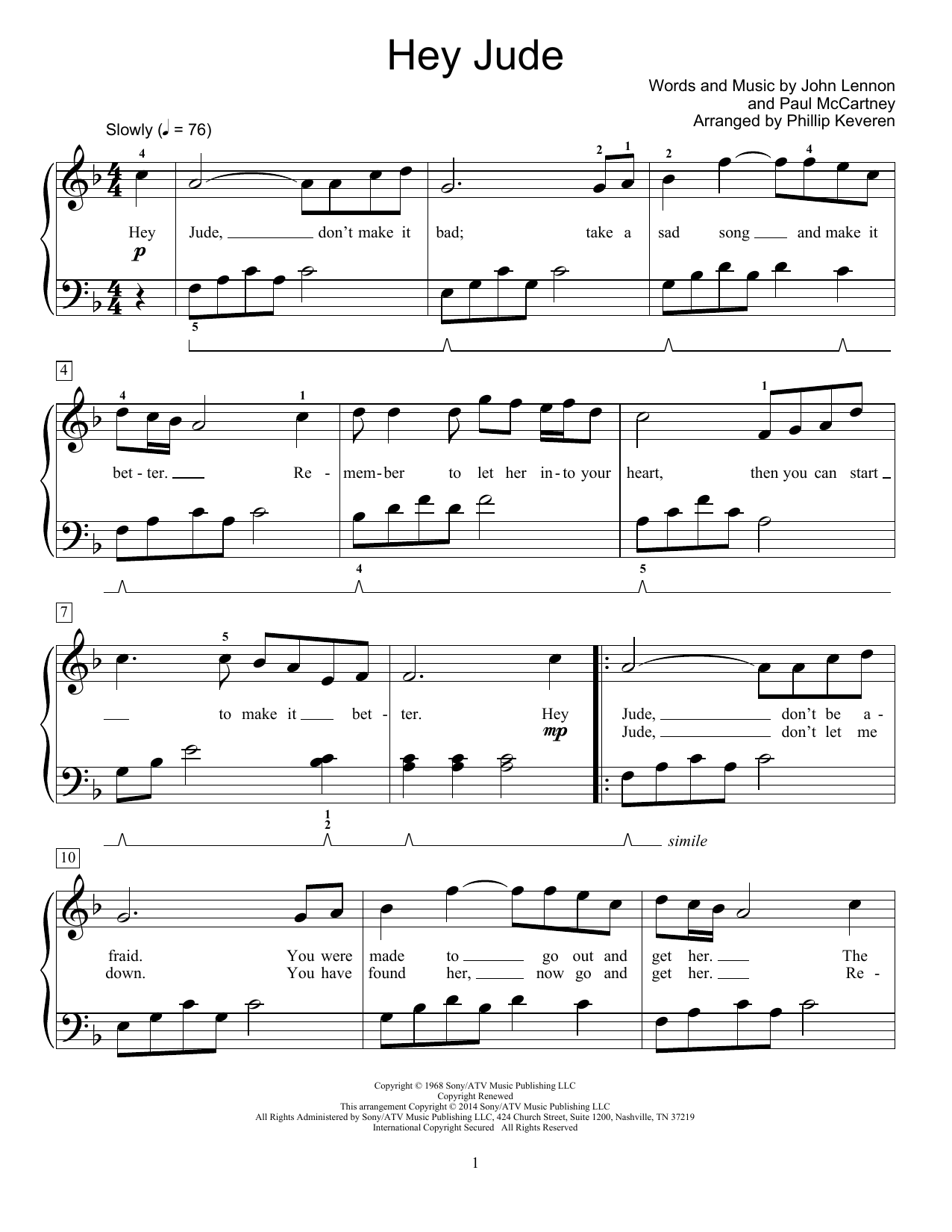 Produktgalerie: Seite 1 von 1 Hey Jude (arr. Phillip Keveren), The Beatles, Klavier
