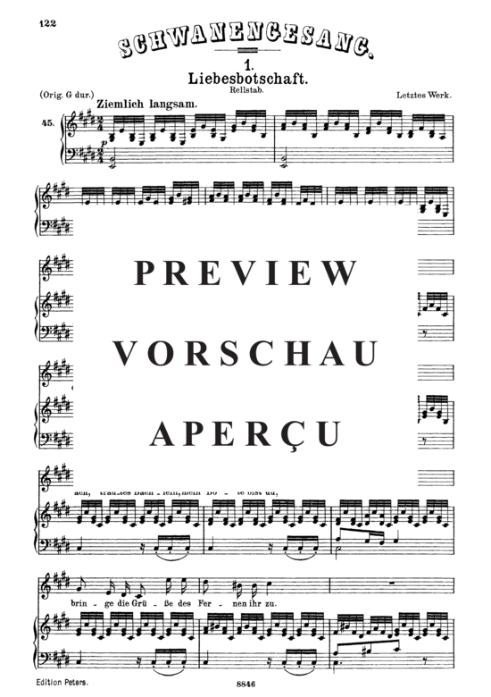 Product gallery: Page 2 of 5 Liebesbotschaft, D.957-1 (Schwanengesang), , Medium Voice and Piano
