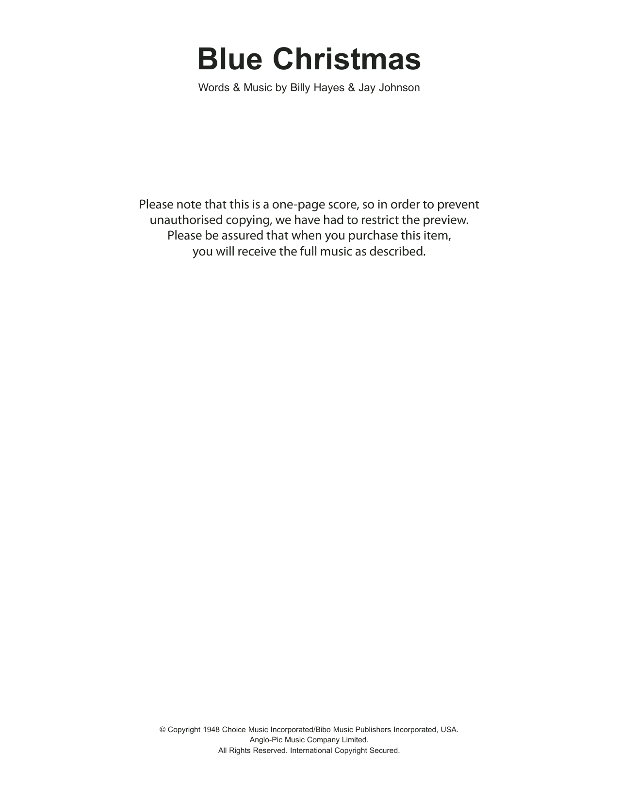 Product gallery: Page 1 of 1 Blue Christmas, Elvis Presley