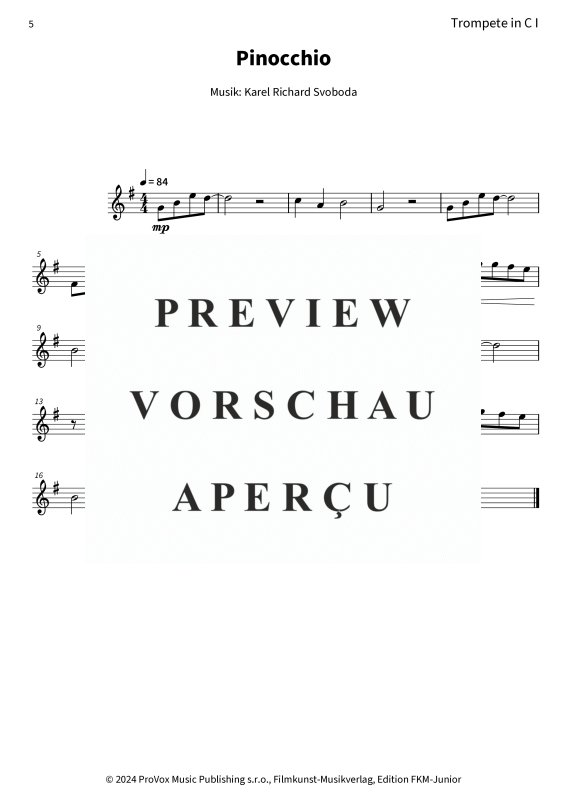 gallery: Pinocchio, , (Blechbläser Quartett 2x Trompete in C, Horn in F+Posaune)