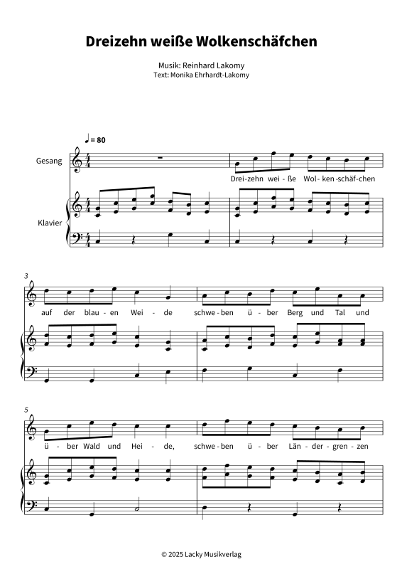 Produktgalerie: Seite 1 von 6 Dreizehn weiße Wolkenschäfchen, , Gesang und Klavier