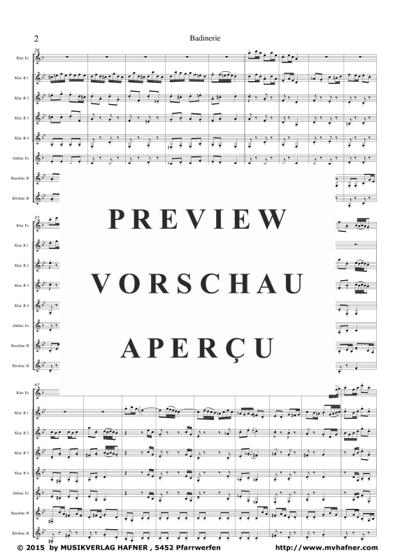 Product gallery: Page 6 of 11 Badinerie, , (clarinet choir)