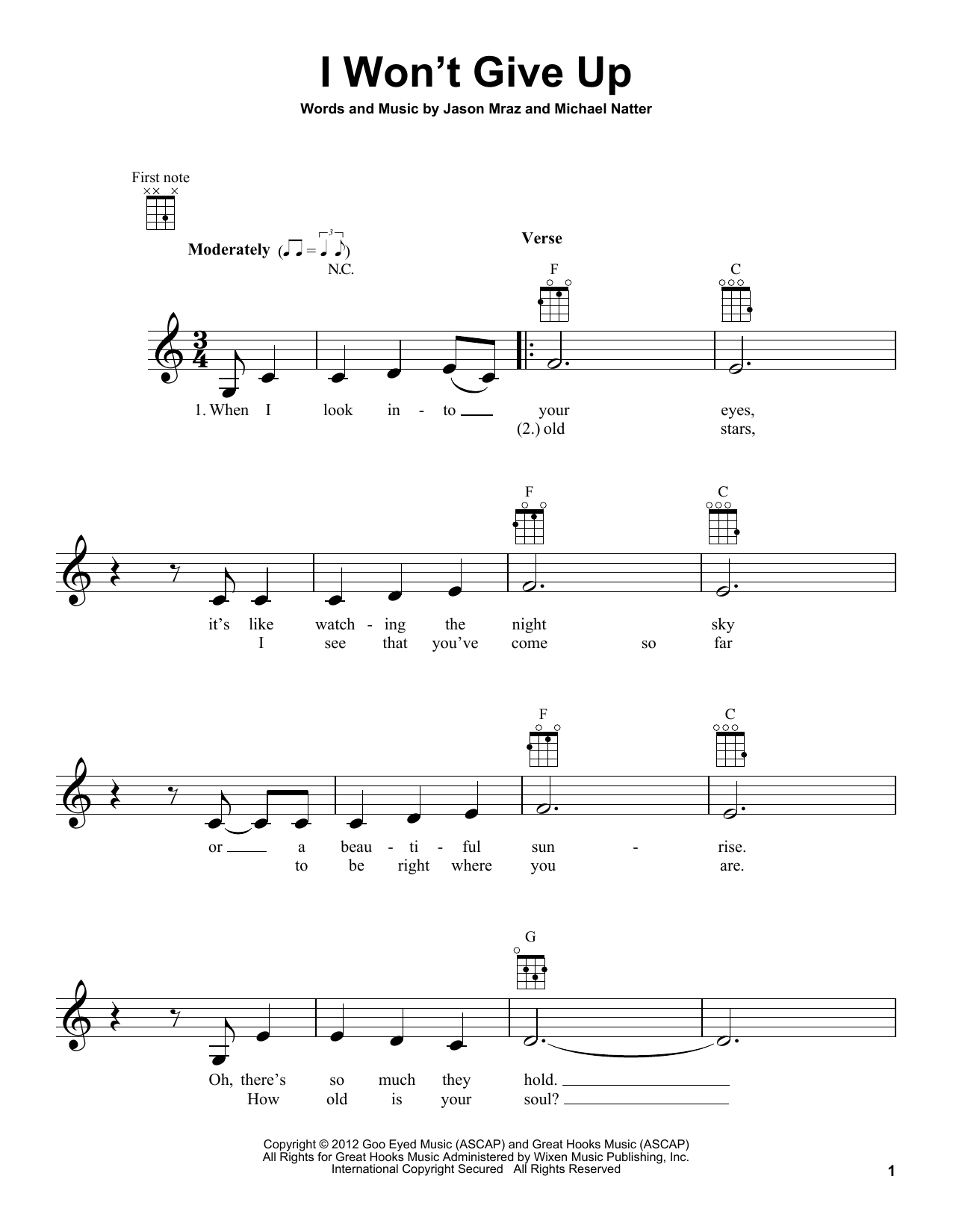 Product gallery: Page 1 of 1 I Won't Give Up, Jason Mraz