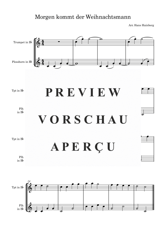 gallery: Morgen kommt der Weihnachtsmann, , Duett für Trompete in B und Pless Horn/Trompete in B