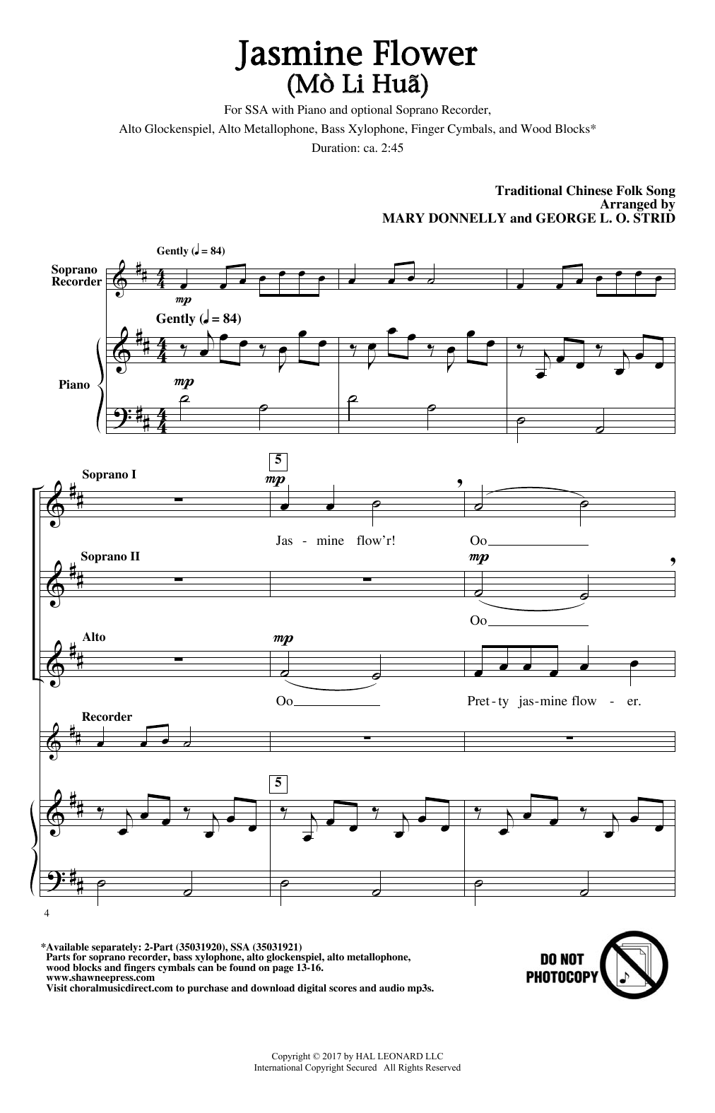Produktgalerie: Seite 1 von 1 Jasmine Flower (Mo Li Hua), Mary Donnelly, Chor