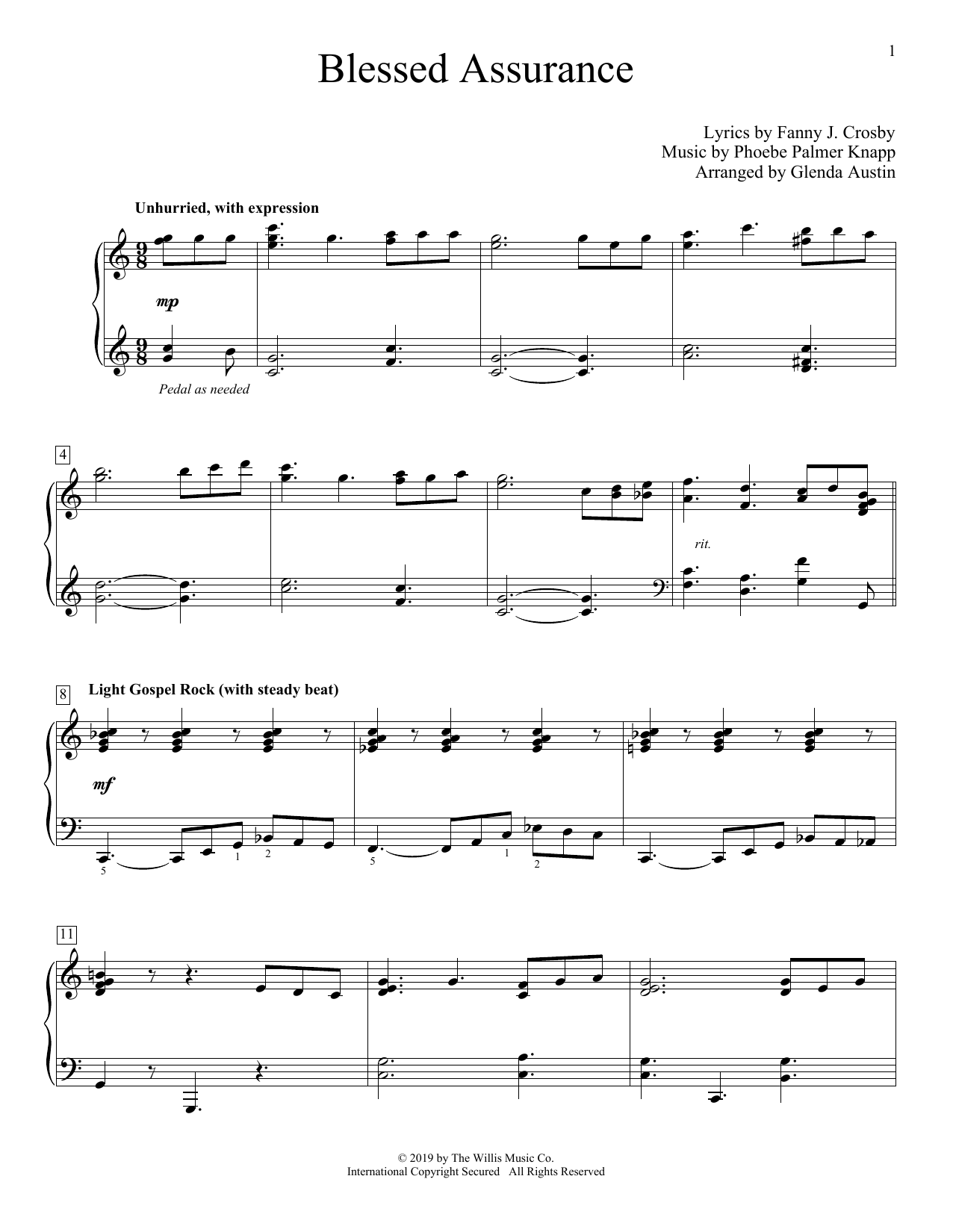 Product picture to: Blessed Assurance (arr. Glenda Austin)
