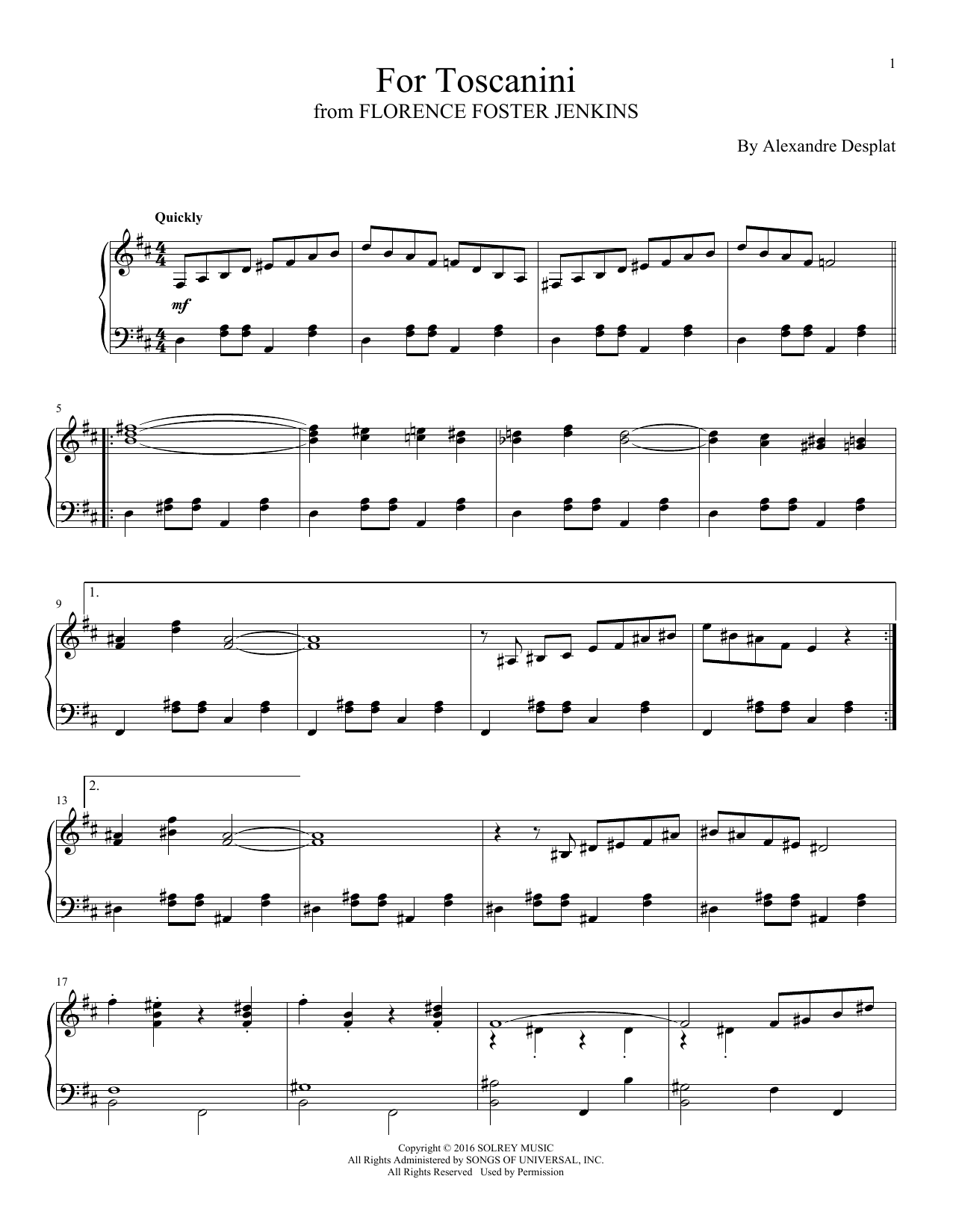 Product gallery: Page 1 of 1 For Toscanini, Alexandre Desplat