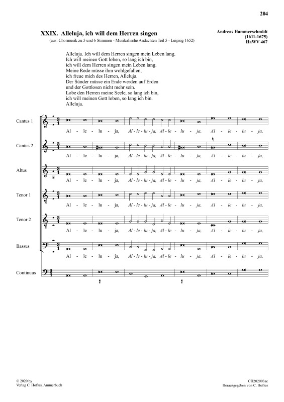 Alleluja, ich will dem Herren singen 