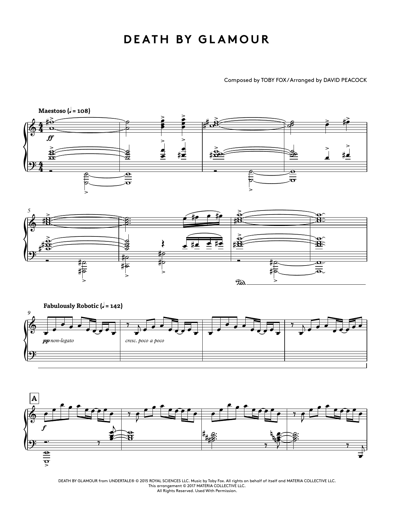 Produktbild zu: Death by Glamour (from Undertale Piano Collections) (arr. David Peacock)