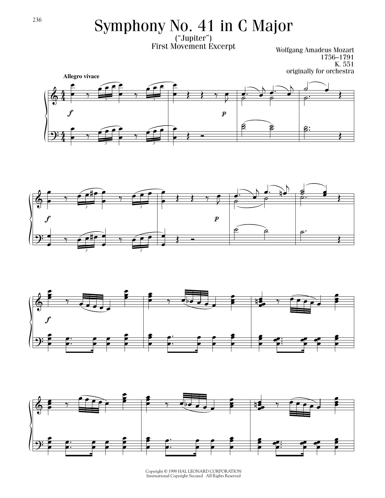 Produktbild zu: Symphony No. 41 In C Major ("Jupiter"), First Movement Excerpt