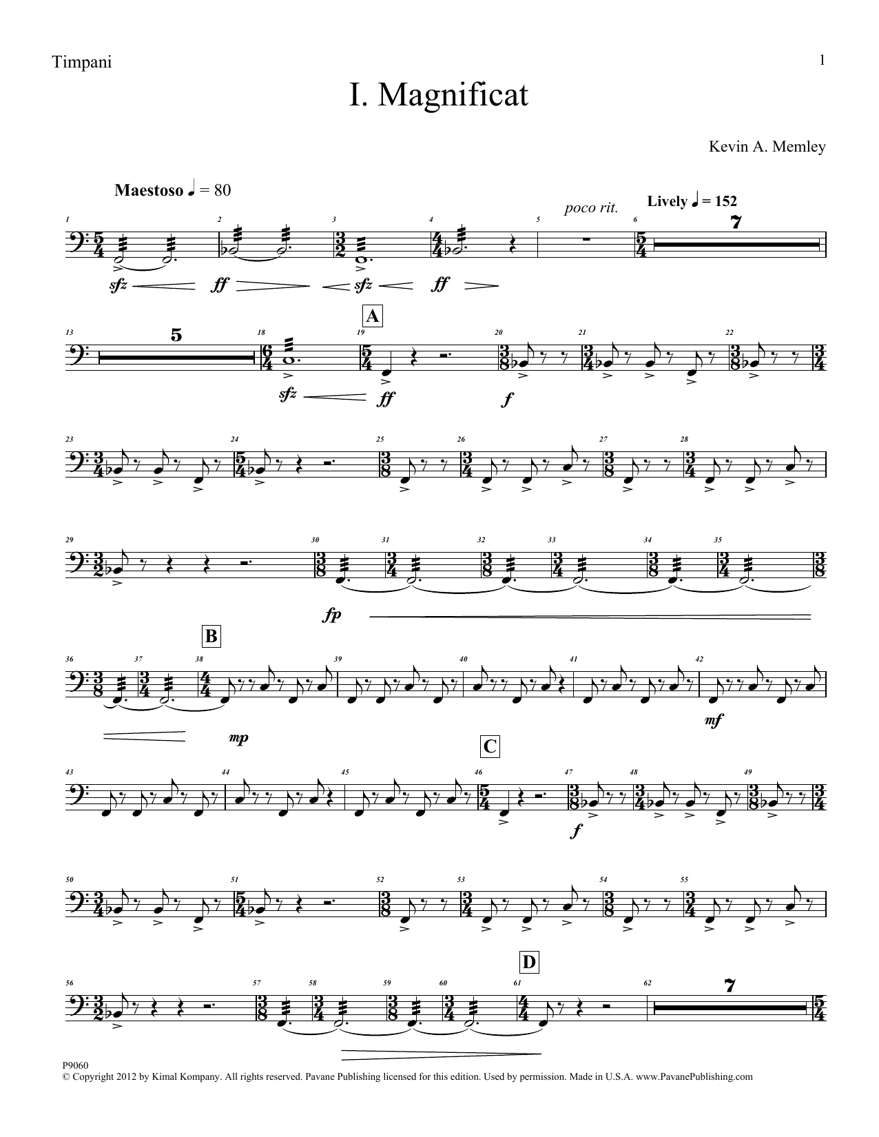 Product picture to: Magnificat (Brass Quintet) (Parts) - Timpani