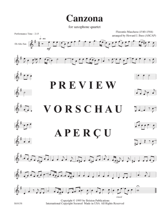 Produktgalerie: Seite 9 von 11 Canzona , , (Saxophonquartett SATB)