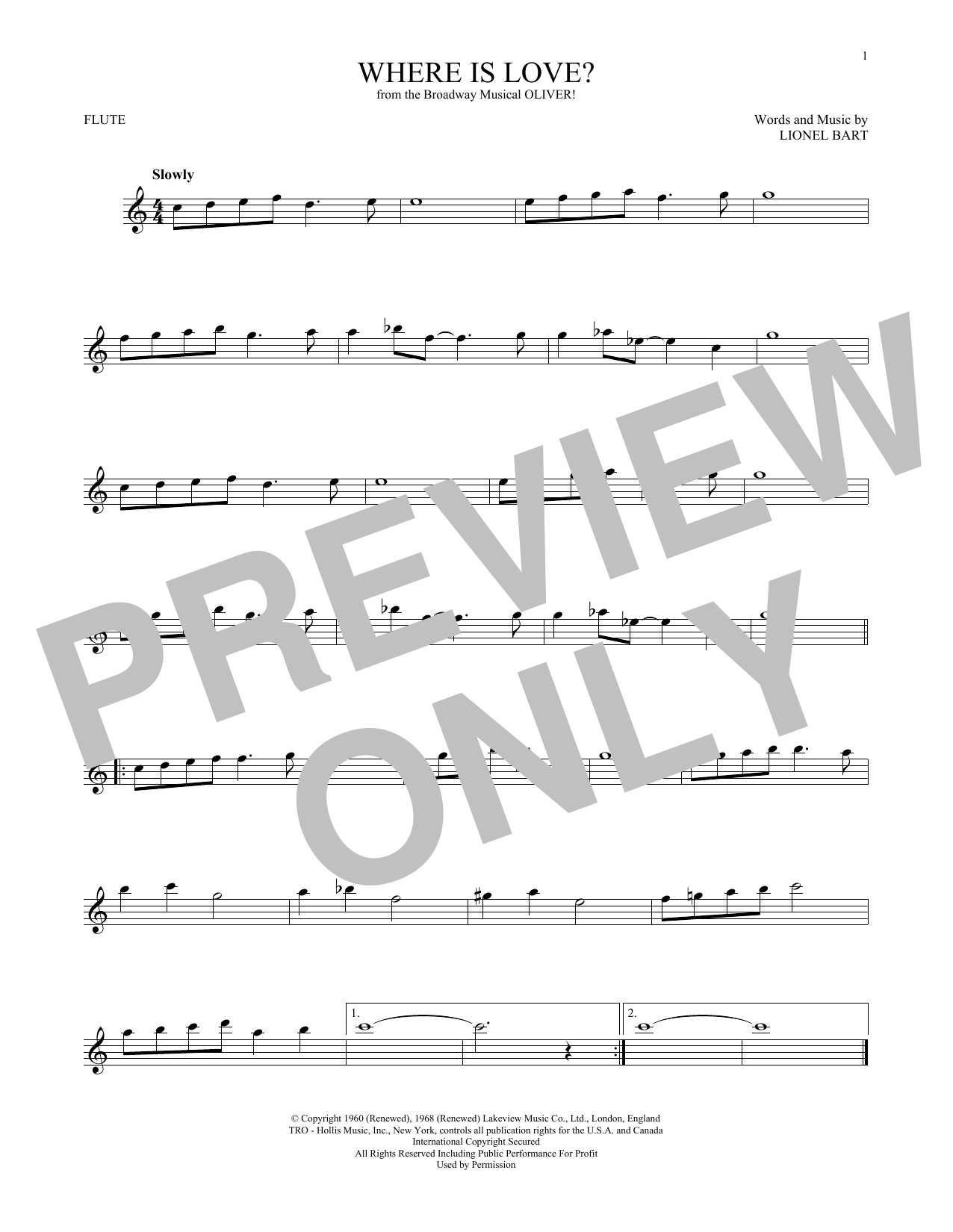 Product gallery: Page 1 of 1 Where Is Love?, Lionel Bart