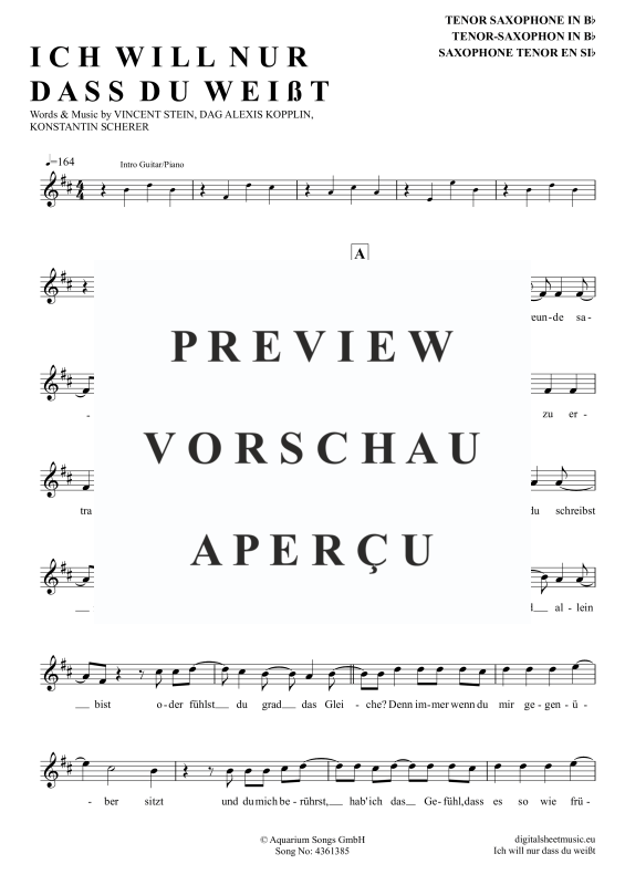 gallery: Ich will nur dass du weißt , SDP, Tawil, Adel, Tenorsaxophon