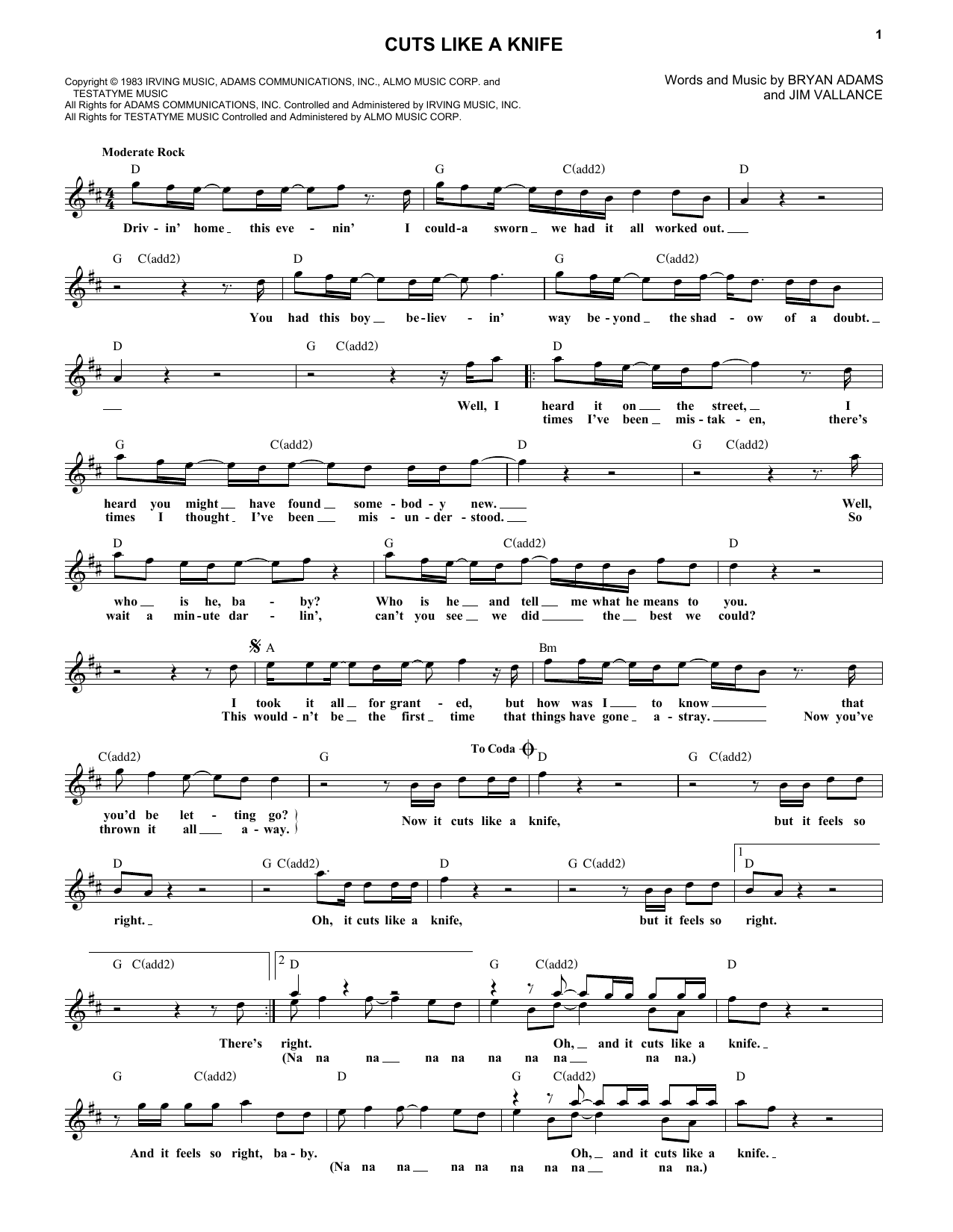 Produktgalerie: Seite 1 von 1 Cuts Like A Knife, Bryan Adams, Melodieinstrument