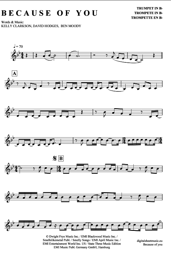 Produktgalerie: Seite 1 von 4 Because of You , Clarkson, Kelly, (Trompete)