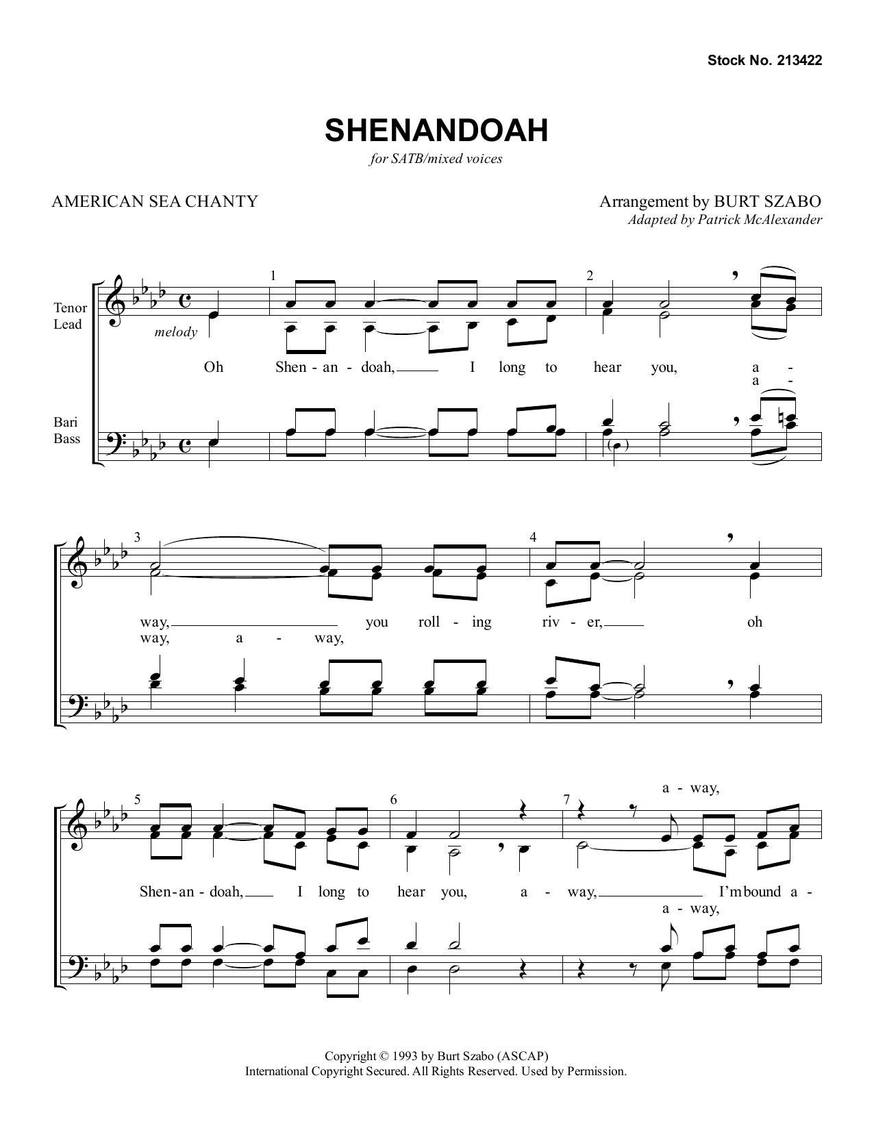 Product picture to: Shenandoah (arr. Burt Szabo)