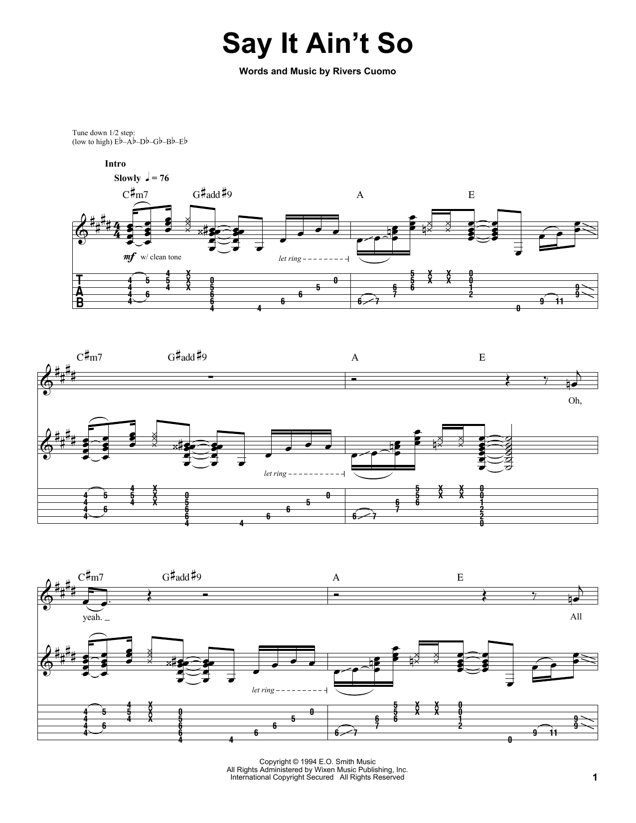 Produktgalerie: Seite 1 von 1 Say It Ain't So, Weezer, Gitarre