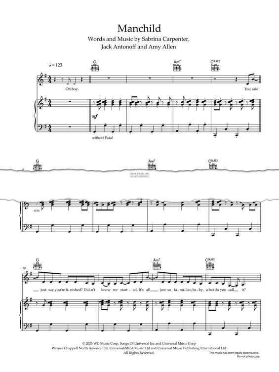 Produktgalerie: Seite 1 von 1 Manchild, Sabrina Carpenter, Gesang, Gitarre, Klavier