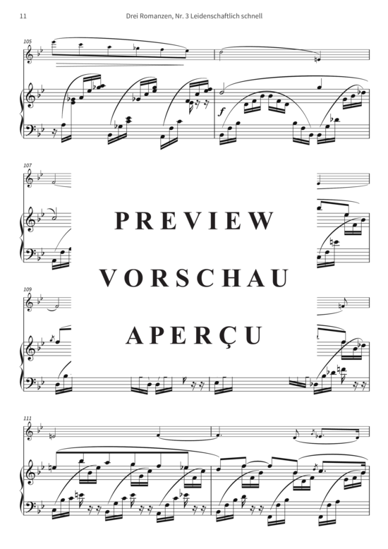 gallery: Drei Romanzen, Nr. 3 Leidenschaftlich schnell - op. 22 III, Joseph Joachim freundschaftlichst gewidmet , , (Violine + Klavier)