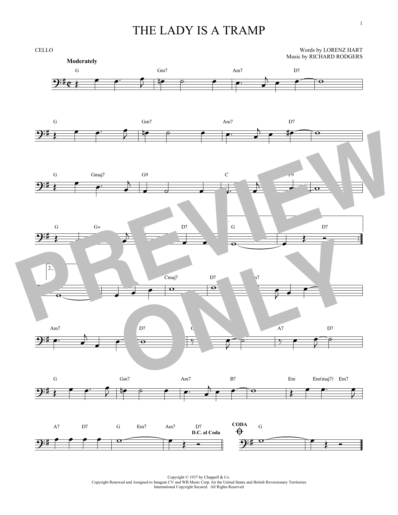 Produktgalerie: Seite 1 von 1 The Lady Is A Tramp, Rodgers & Hart, Violoncello