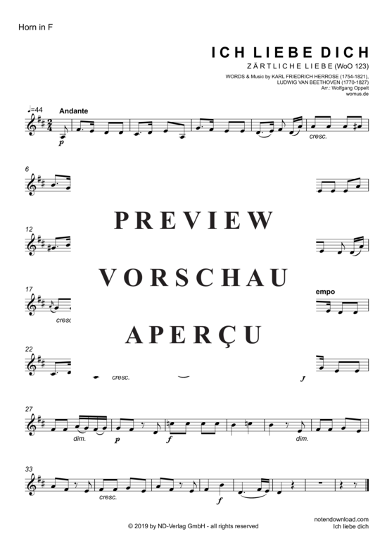 Produktgalerie: Seite 5 von 7 Ich liebe dich , , (Horn in F + Klavier/Orgel)